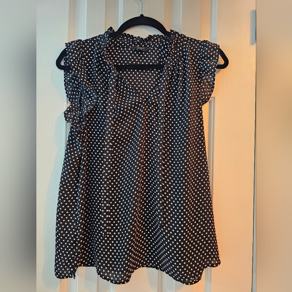 Black & White polka dot Ann Taylor Factory Blouse
